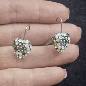 Elegant Crystal Silver Heart Earrings